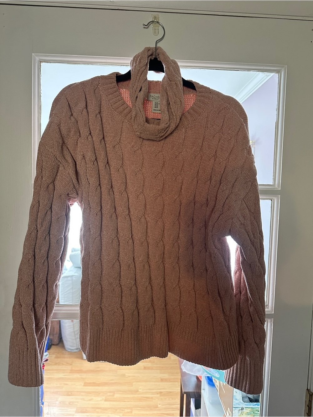 Rachel Zoe Cable-Knit Turtleneck Sweater   - Blush (XL)